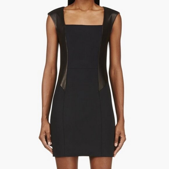 RAG & BONE Calder black leather combo dress, Sz 8. - Picture 2 of 14